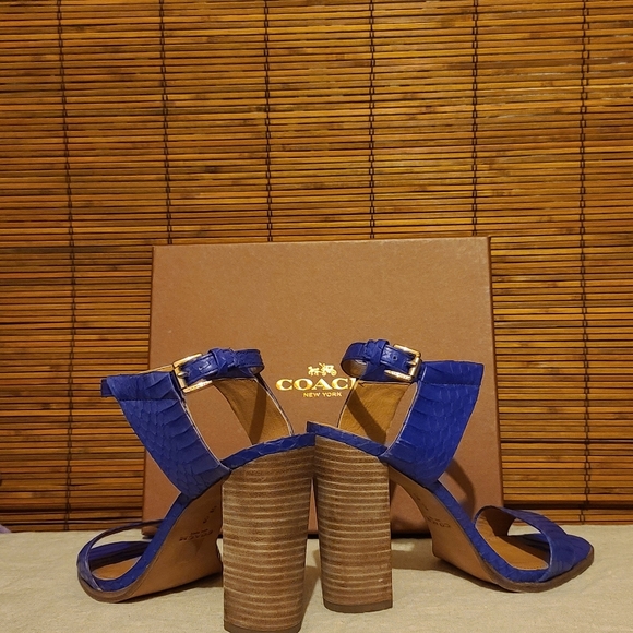 Coach Lexey Snake, Deep Marine, Block Heel Sandals - Picture 2 of 10